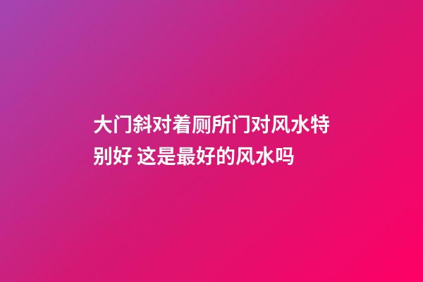 大门斜对着厕所门对风水特别好 这是最好的风水吗